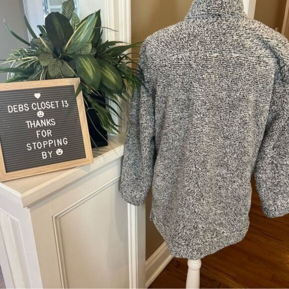 Soft Surroundings Fleece luxe Sherpa Ultra Plush 1/4 Zip Size Small Frosted Gray - Picture 2 of 10